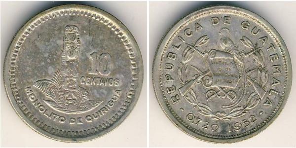 10 Centavo 危地马拉 銀 