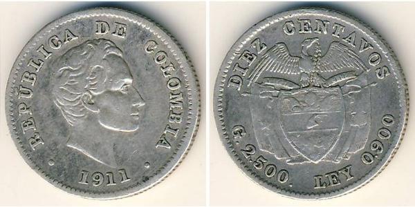 10 Centavo 哥伦比亚 銀 