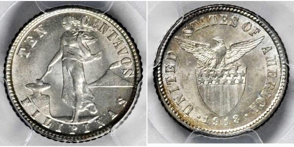 10 Centavo 菲律宾 銀 
