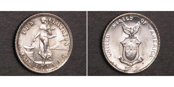 10 Centavo 菲律宾 銀 
