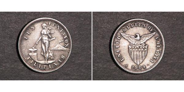 10 Centavo 菲律宾 銀 