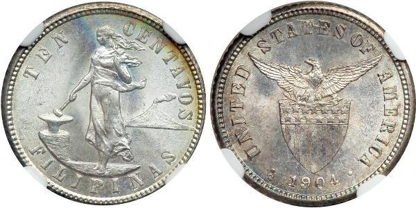 10 Centavo 菲律宾 銀 