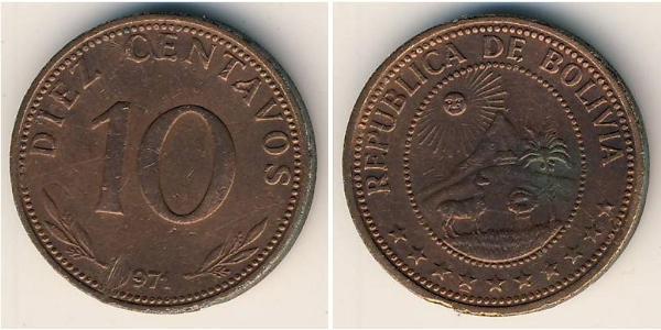 10 Centavo 玻利維亞 銅 