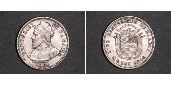 10 Centesimo Panamá Argento Vasco Núñez de Balboa (1475 – 1519)