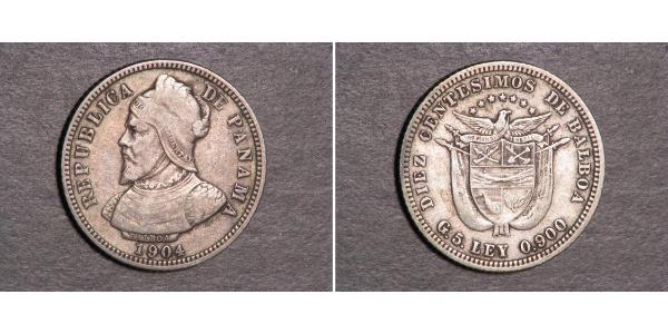 10 Centesimo Panamá Argento Vasco Núñez de Balboa (1475 – 1519)