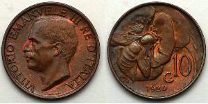 10 Centesimo Kingdom of Italy (1861-1946) Copper Victor Emmanuel III of Italy (1869 - 1947)