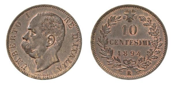 10 Centesimo Kingdom of Italy (1861-1946) Copper Umberto I (1844-1900)