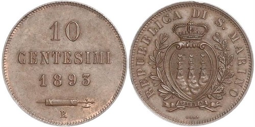 10 Centesimo San Marino Copper 