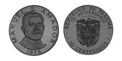 10 Centesimo Panamá Níquel/Cobre Manuel Amador Guerrero(1833 – 1909)