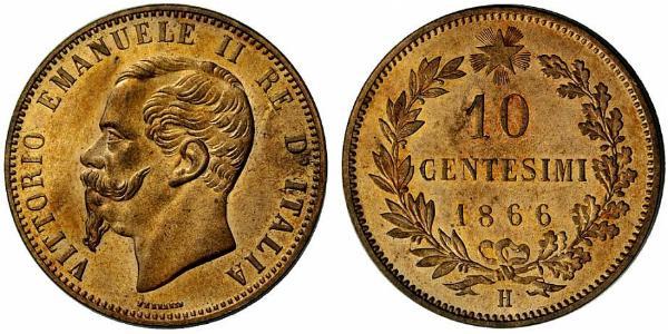 10 Centesimo Kingdom of Italy (1861-1946) Rame Victor Emmanuel II of Italy (1820 - 1878)