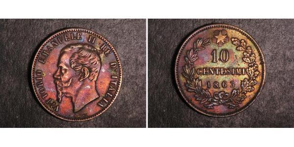 10 Centesimo Kingdom of Italy (1861-1946) Rame Victor Emmanuel II of Italy (1820 - 1878)