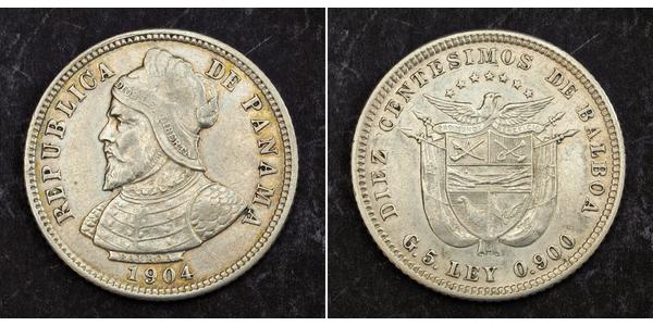 10 Centesimo Panama Silber Vasco Núñez de Balboa (1475 – 1519)