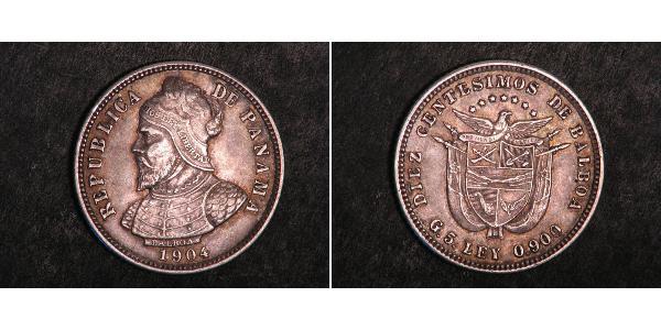 10 Centesimo Republic of Panama Silver Vasco Núñez de Balboa (1475 – 1519)