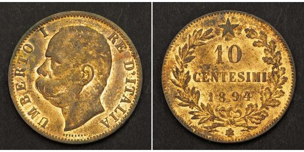 10 Centesimo 意大利王國 (1861-1946) 銅 Umberto I (1844-1900)