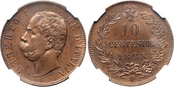 10 Centesimo 意大利王國 (1861-1946) 銅 Umberto I (1844-1900)
