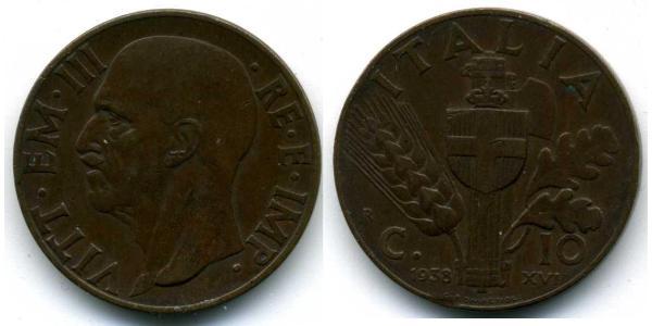 10 Centesimo 意大利王國 (1861-1946) 青铜/铝 