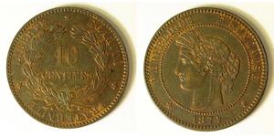 10 Centime Tercera República Francesa (1870-1940)  Bronce 