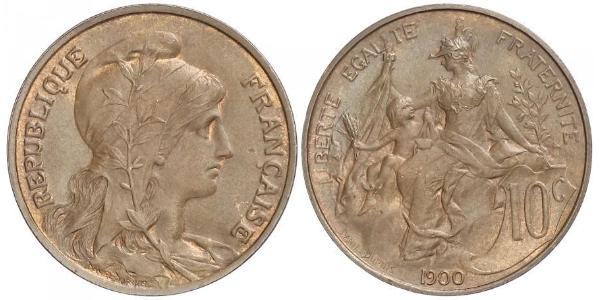 10 Centime Tercera República Francesa (1870-1940)  Bronce 