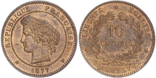 10 Centime Tercera República Francesa (1870-1940)  Bronce 