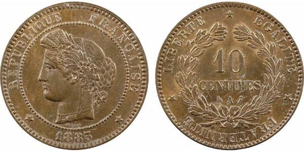 10 Centime Tercera República Francesa (1870-1940)  Bronce 