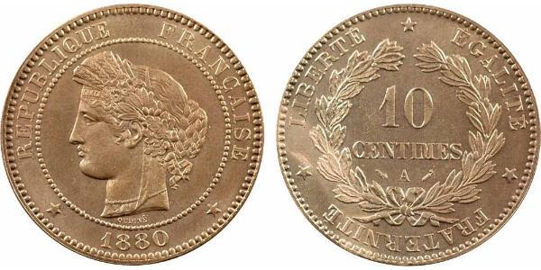 10 Centime Tercera República Francesa (1870-1940)  Bronce 