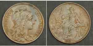 10 Centime French Third Republic (1870-1940)  Bronze 
