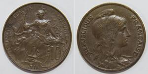 10 Centime French Third Republic (1870-1940)  Bronze 