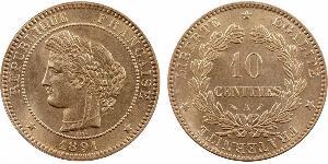 10 Centime French Third Republic (1870-1940)  Bronze 