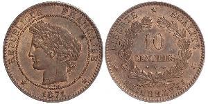 10 Centime French Third Republic (1870-1940)  Bronze 