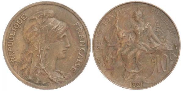 10 Centime French Third Republic (1870-1940)  Bronze 