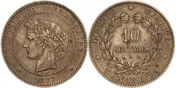 10 Centime French Third Republic (1870-1940)  Bronze 