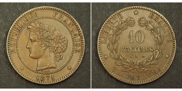 10 Centime French Third Republic (1870-1940)  Bronze 