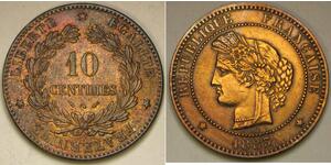 10 Centime Terza Repubblica francese (1870-1940)  Bronzo 