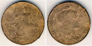 10 Centime Terza Repubblica francese (1870-1940)  Bronzo 