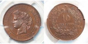 10 Centime Terza Repubblica francese (1870-1940)  Bronzo 