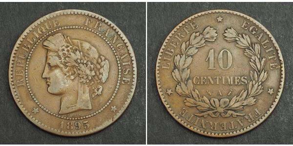10 Centime Terza Repubblica francese (1870-1940)  Bronzo 