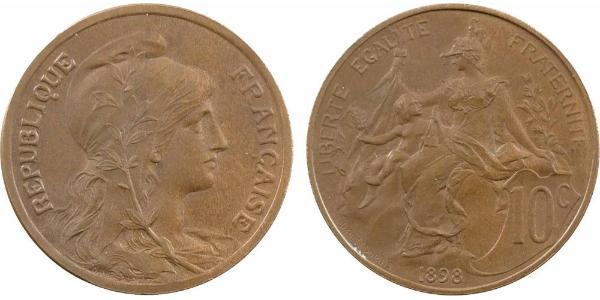 10 Centime Terza Repubblica francese (1870-1940)  Bronzo 