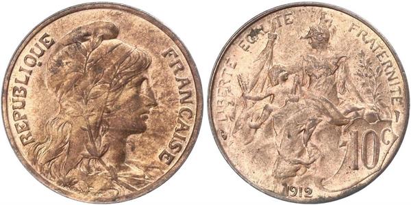 10 Centime Terza Repubblica francese (1870-1940)  Bronzo 
