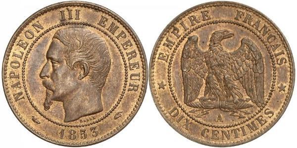 10 Centime Second French Empire (1852-1870) Copper Napoleon III (1808-1873)