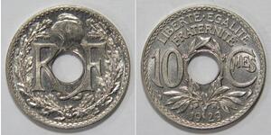 10 Centime Vichy France (1940-1944) / French Third Republic (1870-1940)  Copper/Nickel 