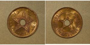 10 Centime Geschichte der Demokratischen Republik Kongo (1908 - 1960) Kupfer 