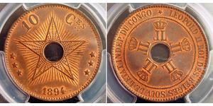 10 Centime Geschichte der Demokratischen Republik Kongo (1908 - 1960) Kupfer 