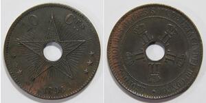 10 Centime Geschichte der Demokratischen Republik Kongo (1908 - 1960) Kupfer 