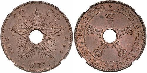 10 Centime Geschichte der Demokratischen Republik Kongo (1908 - 1960) Kupfer 