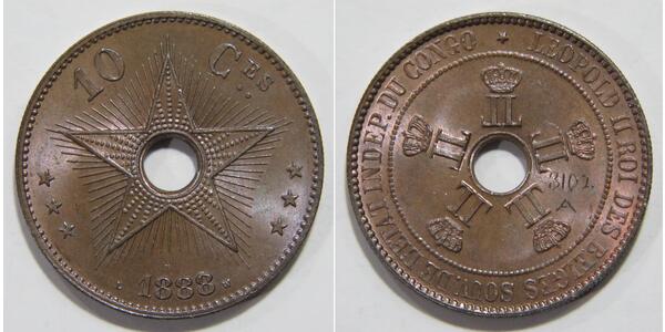 10 Centime Geschichte der Demokratischen Republik Kongo (1908 - 1960) Kupfer 