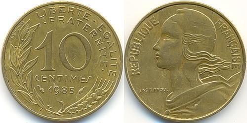 10 Centime Quinta República Francesa (1958 - ) Latón 