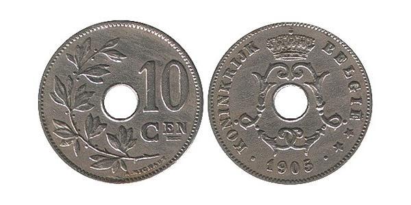 10 Centime Bélgica Níquel/Cobre 