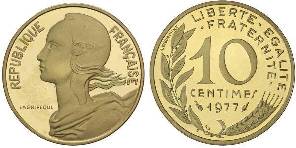 10 Centime Quinta República Francesa (1958 - ) Oro 