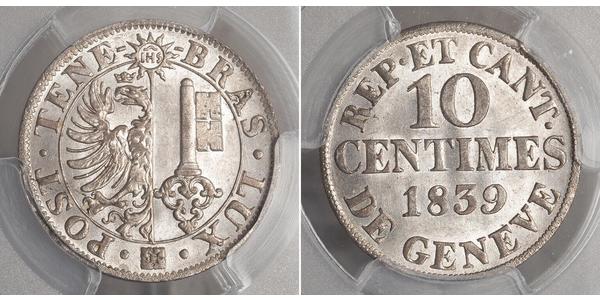 10 Centime Suiza Plata 