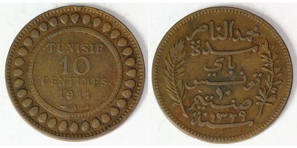 10 Centime Tunisia Rame 